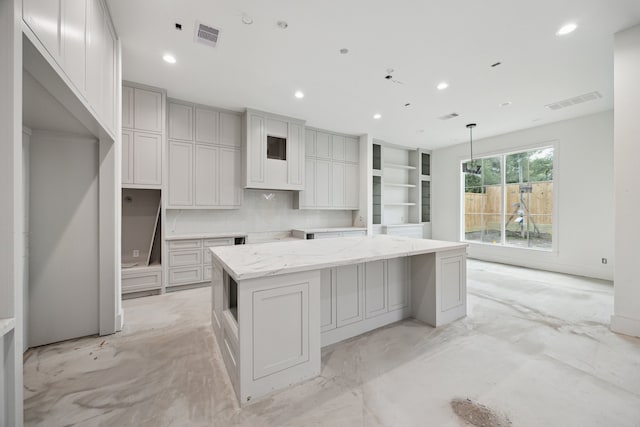 2244 N Blvd, Houston, TX 77098 - kitchen featuring open shelves, concrete flooring, recessed lighting, and a kitchen island