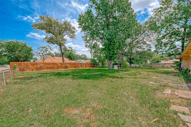 view of yard with a fenced backyard