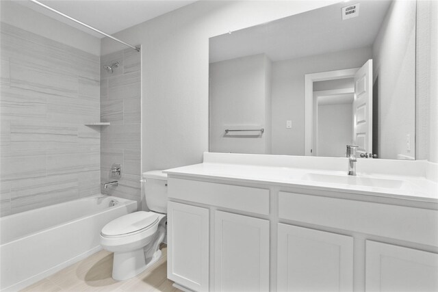 6634 Old Cypress Landing Ln, Humble, TX 77338 - bathroom featuring vanity, toilet, washtub / shower combination, and visible vents