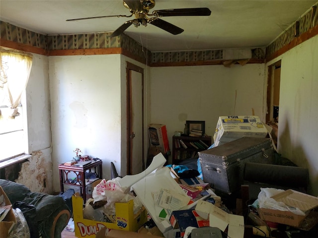 misc room with ceiling fan