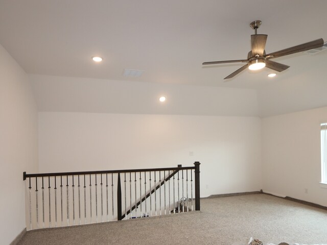 8634 Sun Coral Dr, Cypress, TX 77433 - bonus room with carpet flooring, recessed lighting, a ceiling fan, and lofted ceiling