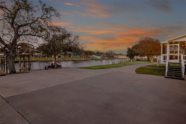 exterior space featuring a boat dock