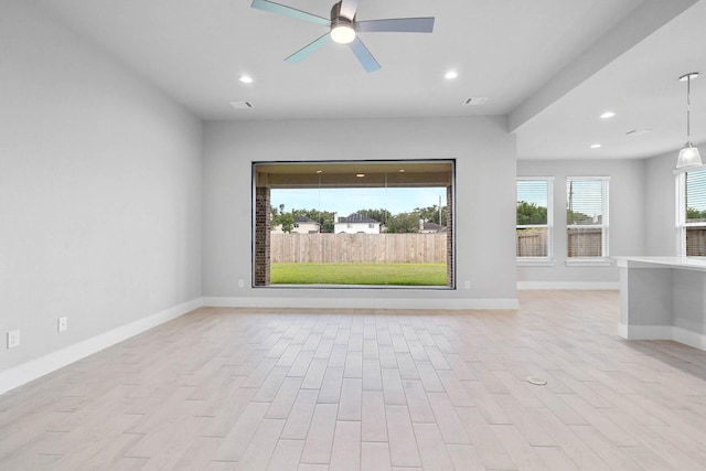 23507 Persimmon Creek Ln, Katy, TX 77493 - unfurnished room with light wood-style floors, ceiling fan, and recessed lighting