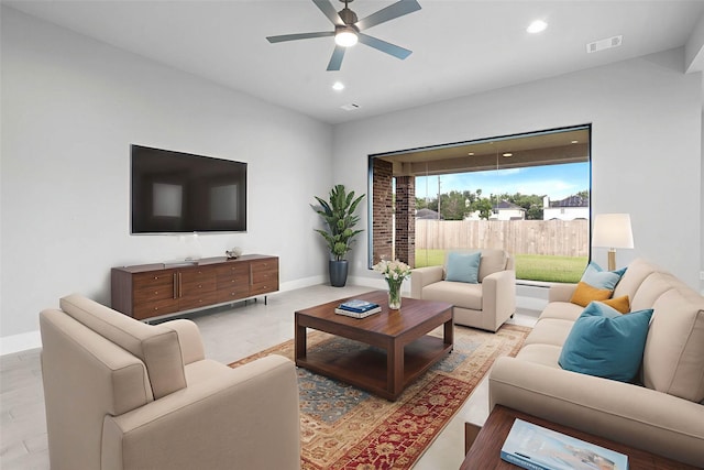 23507 Persimmon Creek Ln, Katy, TX 77493 - living room with a ceiling fan and recessed lighting