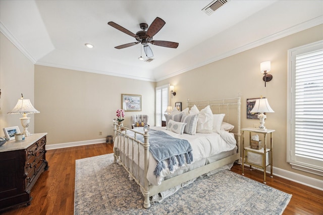 4106 Childress St, Houston, TX 77005 - bedroom with crown molding, wood finished floors, baseboards, and visible vents