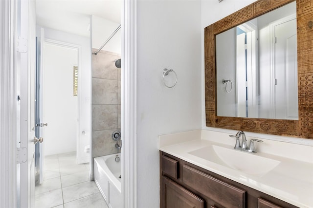 23509 Red Juniper Ln, New Caney, TX 77357 - bathroom with vanity, tile patterned floors, and  shower combination
