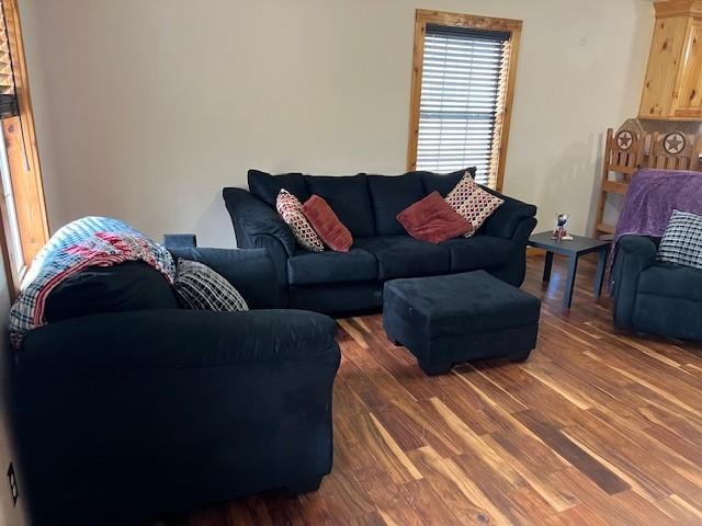 living area featuring wood finished floors