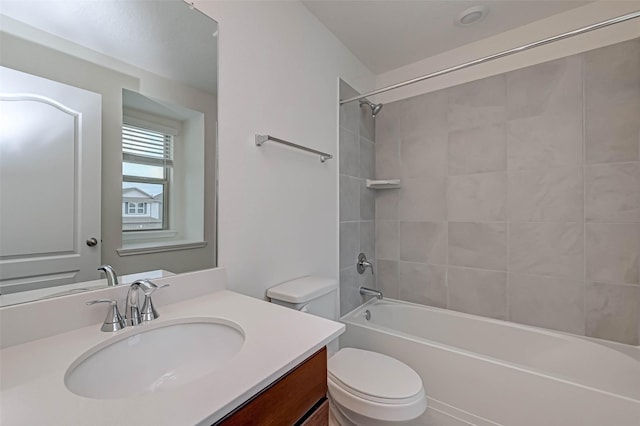 full bathroom with vanity, shower / bathing tub combination, and toilet