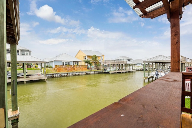 dock area featuring a water view