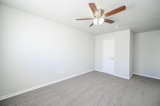 6514 Kentwick Dr, Houston, TX 77084 - unfurnished bedroom with ceiling fan, baseboards, carpet, and visible vents
