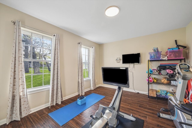 101 Royal Ct, Friendswood, TX 77546 - exercise room with plenty of natural light, wood finished floors, and baseboards