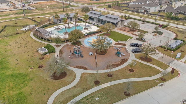 aerial view featuring a residential view