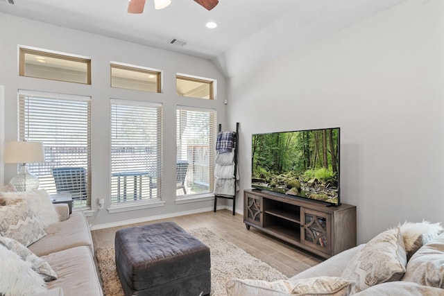 156 Buckeye Dr, Montgomery, TX 77316 - living area featuring visible vents, wood finished floors, baseboards, ceiling fan, and recessed lighting