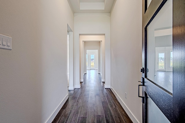 197 Peninsula Point Dr, Montgomery, TX 77356 - corridor with dark wood-type flooring and baseboards