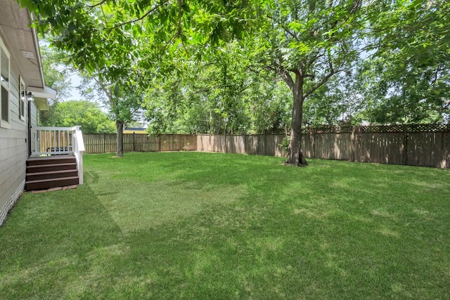 view of yard featuring a fenced backyard