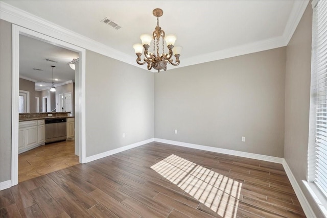 7403 S Park Rd, Lumberton, TX 77657 - spare room with baseboards, wood tiled floor, and crown molding