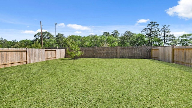 view of yard featuring a fenced backyard