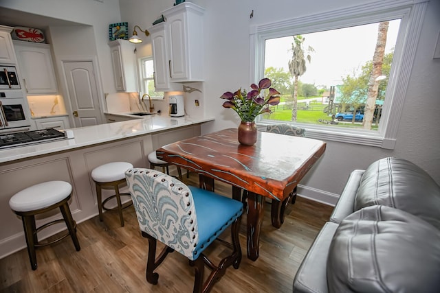 dining room featuring baseboards and wood finished floors