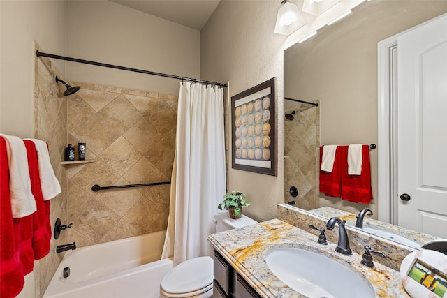 30614 Indigo Falls Dr, Brookshire, TX 77423 - bathroom featuring toilet, shower / tub combo with curtain, and vanity