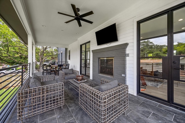 view of patio / terrace featuring an outdoor hangout area and ceiling fan