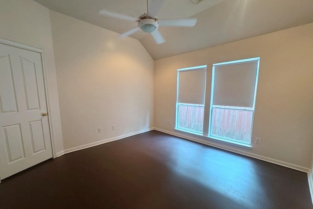 7931 Clarion Way, Houston, TX 77040 - unfurnished room with a ceiling fan, lofted ceiling, and baseboards