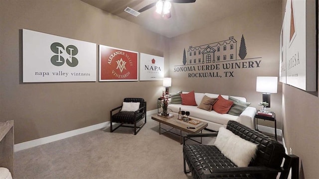 12043 Lake View Blvd, Mont Belvieu, TX 77523 - living room with ceiling fan and carpet flooring