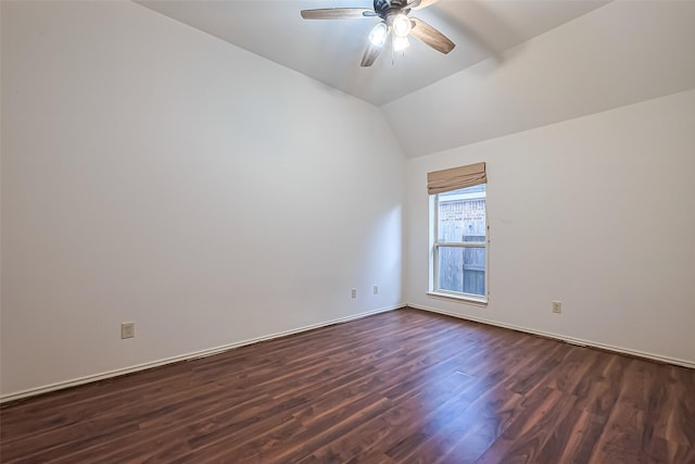6010 Le Moyne Pass Ln, Missouri City, TX 77459 - unfurnished room featuring lofted ceiling, dark wood-style flooring, and a ceiling fan