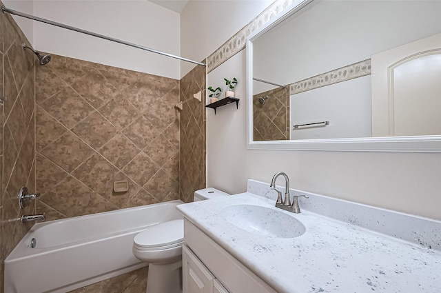 6010 Le Moyne Pass Ln, Missouri City, TX 77459 - full bath with shower / bath combination, toilet, vanity, and tile patterned flooring