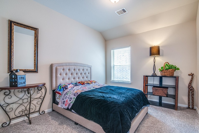 1415 Nacogdoches Valley Dr, League City, TX 77573 - bedroom with visible vents, lofted ceiling, baseboards, and carpet flooring