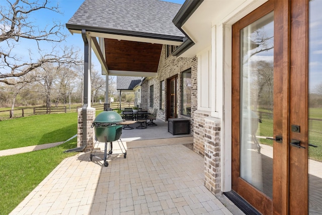 view of patio / terrace featuring fence and area for grilling