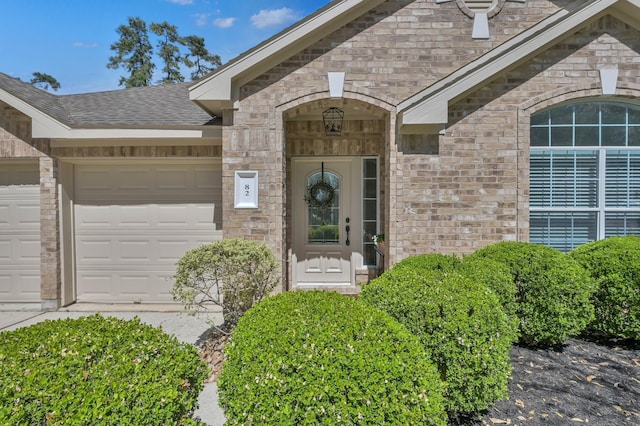 82 S Regan Mead Cir, Montgomery, TX 77382 - property entrance with a garage and a shingled roof