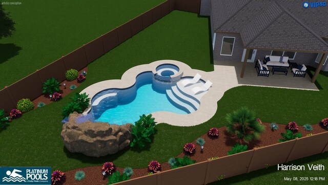 4738 Trickle Creek Ct, Fulshear, TX 77441 - view of pool with a patio area and a pool with connected hot tub