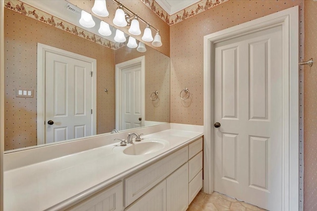 2023 Greenwood Oaks Dr, Houston, TX 77062 - bathroom featuring wallpapered walls and vanity