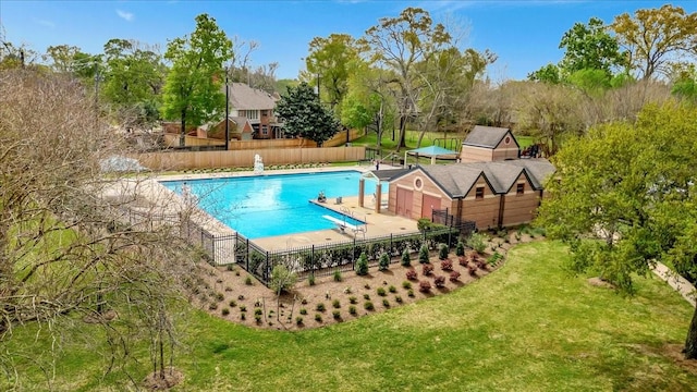 2023 Greenwood Oaks Dr, Houston, TX 77062 - pool featuring fence and a lawn