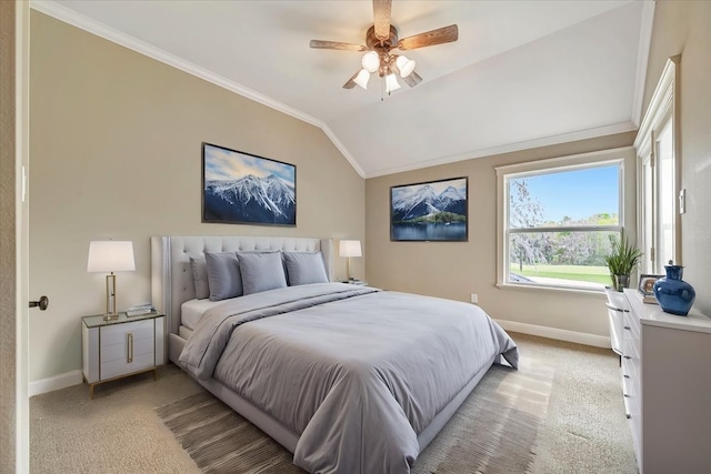 2023 Greenwood Oaks Dr, Houston, TX 77062 - bedroom featuring lofted ceiling, light colored carpet, baseboards, and ornamental molding