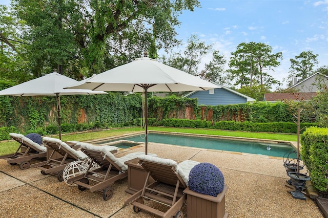 834 Lamonte Ln, Houston, TX 77018 - view of swimming pool with fence, a patio area, a fenced in pool, and an in ground hot tub