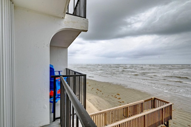 exterior space with a view of the beach and a water view