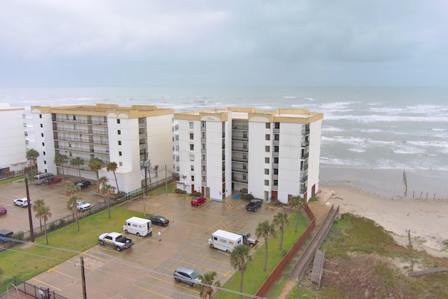 view of building exterior with a water view