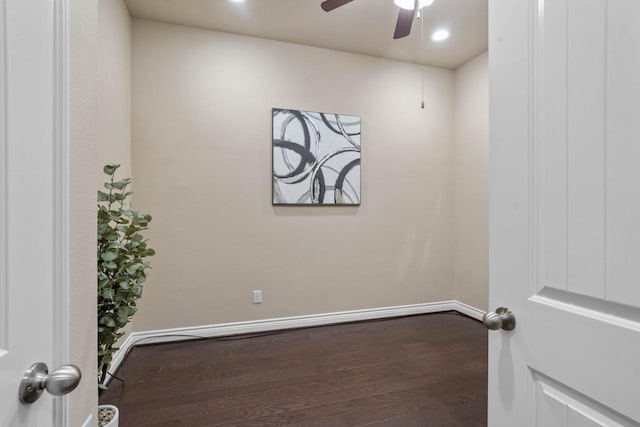 24146 Valencia Ridge Ln, Katy, TX 77494 - unfurnished room featuring recessed lighting, baseboards, ceiling fan, and wood finished floors