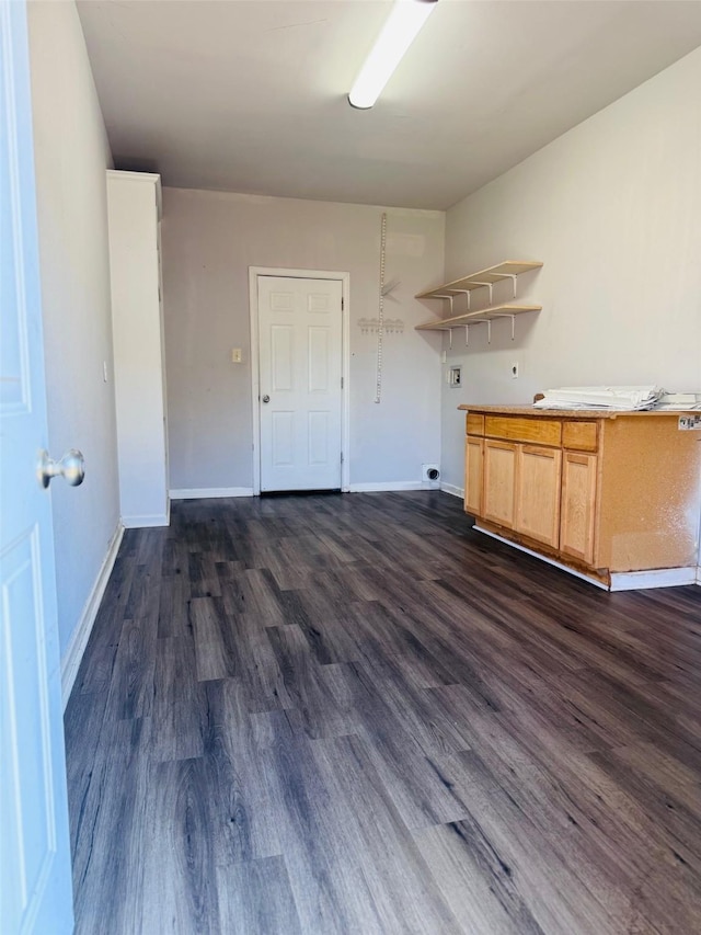 16935 Valley Palms Dr, Spring, TX 77379 - washroom with hookup for an electric dryer, dark wood-type flooring, baseboards, cabinet space, and washer hookup