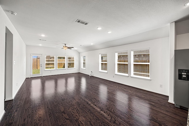 unfurnished living room featuring recessed lighting, visible vents, wood finished floors, and ceiling fan