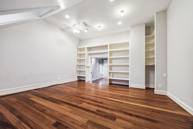 3126 Mid Ln, Houston, TX 77027 - unfurnished living room featuring ceiling fan, wood finished floors, recessed lighting, and lofted ceiling