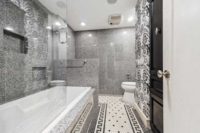 3126 Mid Ln, Houston, TX 77027 - full bath featuring toilet and a combined bath / shower with marble appearance