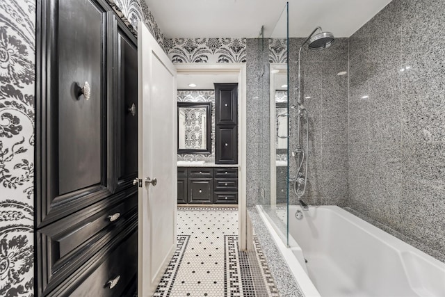 3126 Mid Ln, Houston, TX 77027 - bathroom with vanity and tiled shower / bath