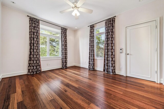3126 Mid Ln, Houston, TX 77027 - unfurnished room featuring ceiling fan, wood finished floors, and recessed lighting