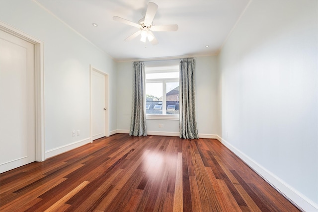 3126 Mid Ln, Houston, TX 77027 - empty room with dark wood finished floors and a ceiling fan
