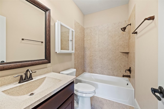 full bathroom with vanity, shower / bathing tub combination, and toilet