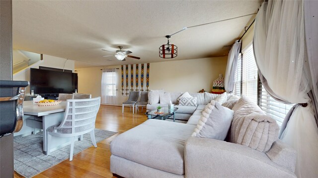 2202 Tandy Park Way, Houston, TX 77047 - living area featuring ceiling fan, light wood-style floors, and a healthy amount of sunlight