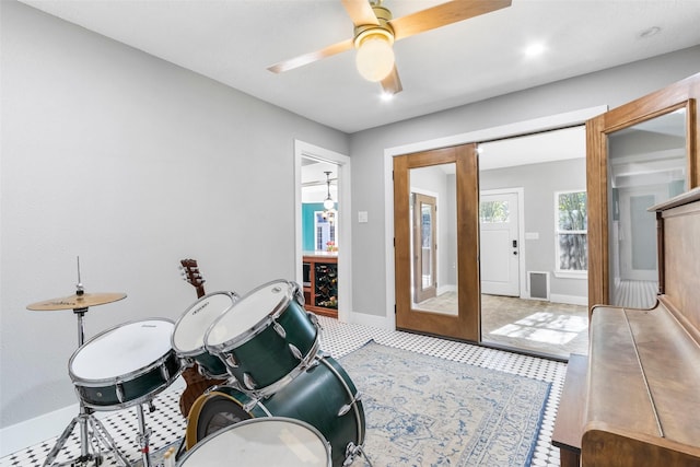 15407 Oaklawn Park Dr, Houston, TX 77069 - recreation room with baseboards and a ceiling fan
