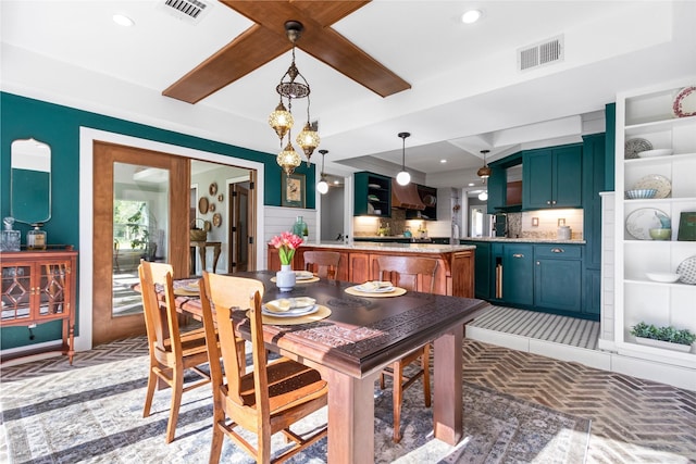 15407 Oaklawn Park Dr, Houston, TX 77069 - dining space featuring recessed lighting and coffered ceiling